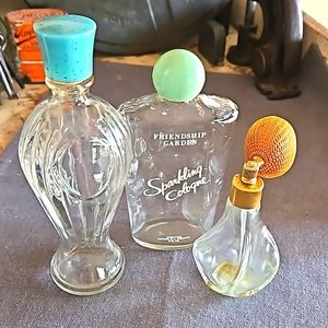 Lot of 3 vintage perfume bottles antique bath beauty retro